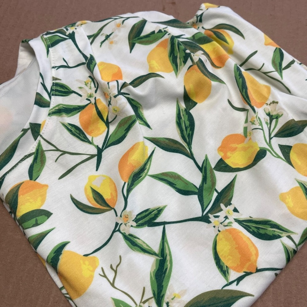 Marc New York Shirt Women's Medium Lemon‎ Print Cropped Bubble Sleeveless Top - Picture 13 of 13